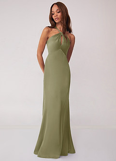 Barbie ♥ Azazie Bridesmaid Dresses Pistachio Sheath Stretch Satin Dress image4