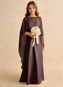 Azazie Fishie Girls Formal Flower Girl Dresses Ganache A-Line Matte Satin Dress image3