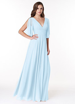 Azazie Temeka Bridesmaid Dresses Sky Blue A-Line Ruched Chiffon Dress image4