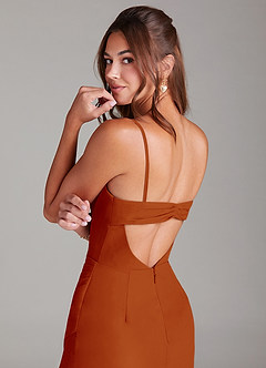 Azazie Leonis Bridesmaid Dresses Paprika Sheath Strapless Chiffon Convertible Dress image4
