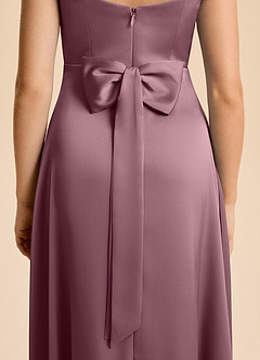 Azazie Kiki Junior Amethyst A-Line Bow Stretch Satin Dress image4
