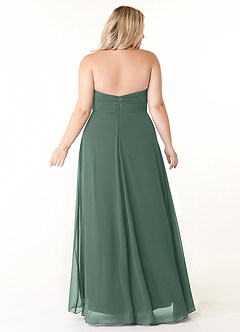Azazie Tessie Bridesmaid Dresses Sea Moss A-Line V-Neck Pleated Chiffon Dress image7