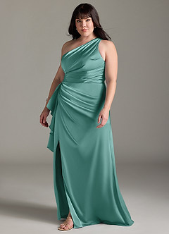 Azazie Maive Robes de demoiselle d'honneur Robe Fourreau en Satin extensible Rayé Aqua image9