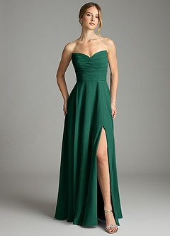 Azazie Ayla Abiti da Damigella Abito A-Line in Chiffon Scollo a Cuore Smeraldo image7