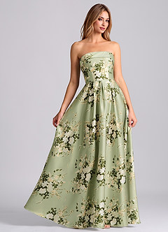 Azazie Lucienne Vestidos de madrinha de casamento Vestido Vinhas Florais de Cetim elástico de Linha A com Sem alças image3