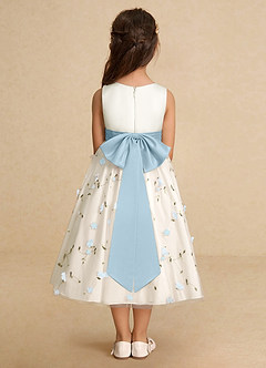 Azazie Pollie Flower Girl Dresses Sky Blue Sky Blue A-Line Bow Tulle Dress image6