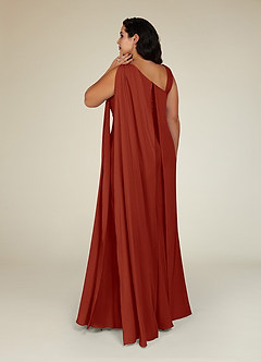 Azazie Franchesca Mother of the Bride Dresses Rust Mermaid Pleated Stretch Chiffon Dress image10