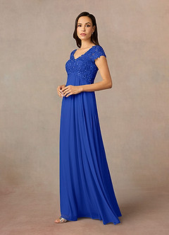 Azazie Macy Mother of the Bride Dresses Royal Blue A-Line V-Neck Sequin Lace Lace Dress image2