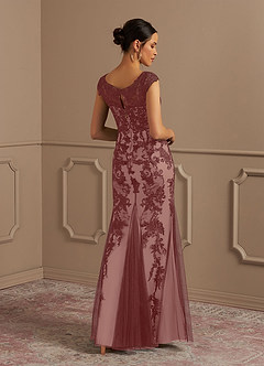 Azazie Melena Mother of the Bride Dresses Desert Rose Champagne Mermaid Lace Tulle Dress image3