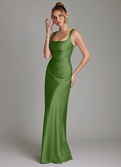 Azazie Agustina Robes de demoiselle d'honneur Robe Sirène en Satin extensible Corset Basilic image5