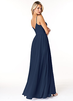 Azazie Lisbon Final Sale Dark Navy A-Line Sweetheart Neckline Chiffon Dress image2