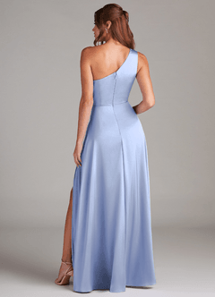 Azazie Brooke Jurken voor bruidsmeisjes Jurk van Stretch Satijn met A-Lijn One-Shoulder Ijs image7