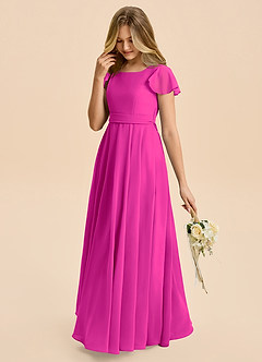 Azazie Cady Junior Fuchsia A-Line Pleated Chiffon Dress image5