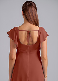Azazie Bondi Zwangerschaps Bruidsmeisjekleding A-Lijn Ruches Chiffon Vloerlengte Jurk image6