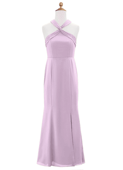 Azazie Rue Junior Robe Sirène en Mousseline de soie Fente Latérale Dusty Blue image6