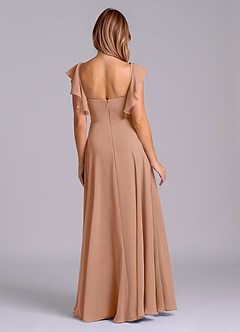 Azazie Leilani Robes de demoiselle d'honneur Robe Trapèze en Mousseline de soie Plissée Champagne Rosé image2