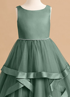 Azazie Posy Blumenmädchenkleider A-Linie Mit Perlen Tüll Kleid Eukalyptus image5