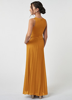 Azazie Lindie Junior Butterscotch A-Line Pleated Chiffon Dress image4