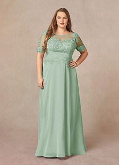 Azazie Raissa Mother of the Bride Dresses Agave A-Line Lace Chiffon Dress image9