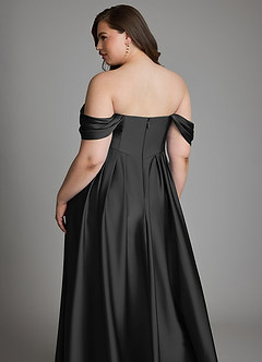 Azazie Loisa Brudtärnklänningar Klänning av A-linje i Stretch Satin Off the shoulder Svart image16