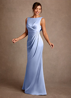 Azazie Baltimore Mother of the Bride Dresses Ice A-Line Pleated Stretch Satin Dress image3