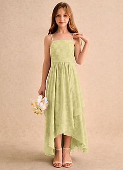 Azazie Twilight Girls Formal Flower Girl Klänningar Klänning A-linje i Blommig Utbrändhet Plisserad image5