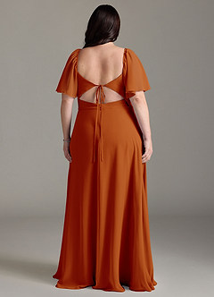 Azazie Chloe Brautjungfernkleider A-Linie Herzausschnitt Chiffon Kleid Paprika image8