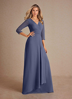 Azazie Mayfield Vestidos para mãe da noiva Vestir Tormentoso de Chiffon de Linha A com Plissado image4