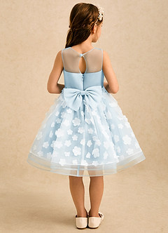 Azazie Billie Flower Girl Dresses Sky Blue Ball-Gown Pleated Matte Satin Dress image2