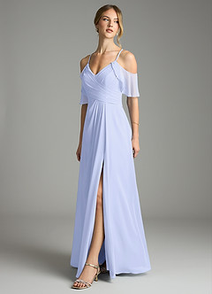 Azazie Dakota Bridesmaid Dresses Lavender A-Line V-Neck Pleated Chiffon Dress image4