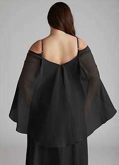 Azazie Cienna Bridesmaid Dresses Black A-Line Off the Shoulder Chiffon Dress image12