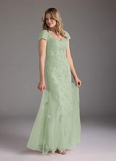 Azazie Marbella Mother of the Bride Dresses Dusty Sage Mermaid Queen Anne Sequins Lace Dress image2