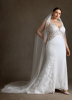 Azazie Estephanie Robes de mariée Robe Sirène en Crêpe Élastique Sequins Blanc De Diamant image8