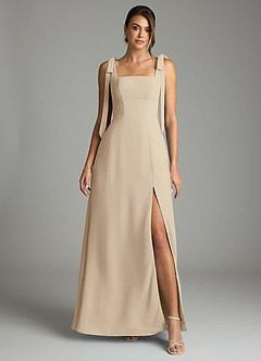 Azazie Debra Bridesmaid Dresses Champagne A-Line with Pockets Chiffon Convertible Dress image7