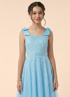 Azazie Maisie Junior Formal Linia A Ukłon Siatka Długość kostki Młodsza druhna Sukienka image5