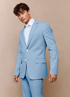 front James Sky Blue Structured Stretch Suit Jacket