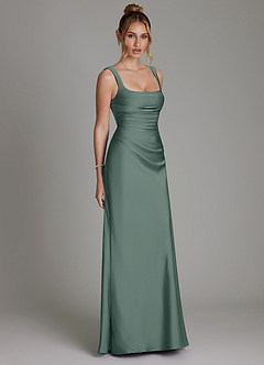 Azazie Agustina Bridesmaid Dresses Sea Moss Mermaid Corset Stretch Satin Dress image4