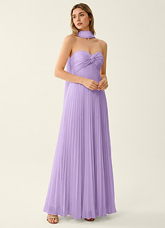 Clementine Lilac Chiffon 3D Flowers A-line Prom Dress image3