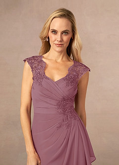 Azazie Gladys Mother of the Bride Dresses Vintage Mauve A-Line Queen Anne Lace Chiffon Dress image5