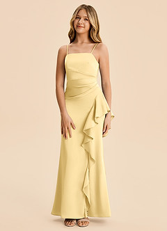 Azazie Lyla Junior Robe Sirène en Satin extensible Plissé Beurre image5