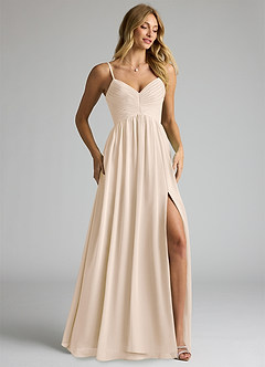 Azazie Alia Bridesmaid Dresses White Alabaster A-Line Pleated Chiffon Dress image2