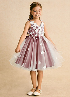 Azazie Junebug vestidos de niña de las flores Vestido de Marfil Granada de Tul de Princesa con Encaje image5