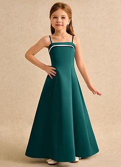 Azazie Izel Girls Formal Flower Girl Klänningar Klä A-Line i Matt satäng Plisserad image5