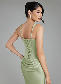 Azazie Etta Robes de demoiselle d'honneur Robe Sirène en Satin extensible Corset Vert Sauge image7