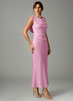 Azazie Kieryn Robes de demoiselle d'honneur Robe Sirène en Satin extensible Plissée Rose Bonbon image5