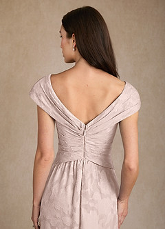 Azazie Myrtle Mother of the Bride Dresses Blushing Pink A-Line Pleated Floral Burnout Dress image6