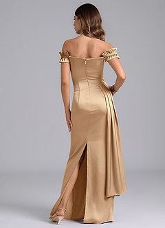 Azazie Kalysia Vestidos de damas de honor Vestido de Champán de Satén Elástico de Corte Sirena Convertible con Vestidos sin tirantes image2