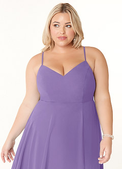 Azazie Clarissa Jurken voor bruidsmeisjes Jurk van Chiffon met A-Lijn V-hals Tahiti image11