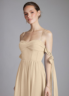 Azazie Ayanna Abiti da Damigella Abito A-Line in Chiffon a Spalla Scoperta Champagne image4