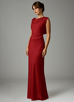 Azazie Kieryn Robes de demoiselle d'honneur Robe Sirène en Satin extensible Plissée Grenade image3